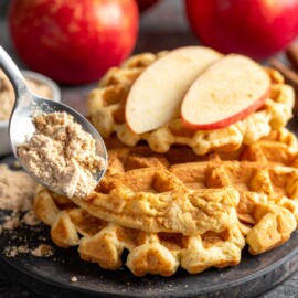 Apple & Cinnamon Protein Waffle blends oats, egg whites, and protein powder