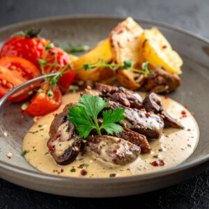 Creamy Mushroom beef Strips