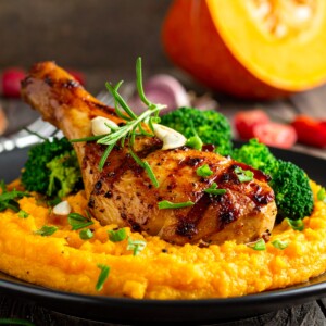 Grilled Chicken with Pumpkin Mash & Broccoli