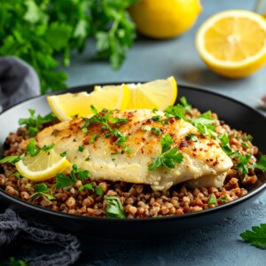 Lemon Cream Tilapia Fish with Buckwheat