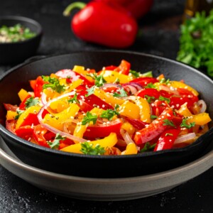 Red & Yellow Bell  Peppers & Onions Stir-Fry