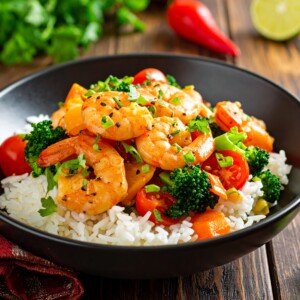 Sautéed Shrimp with White Rice & Mixed Vegetables