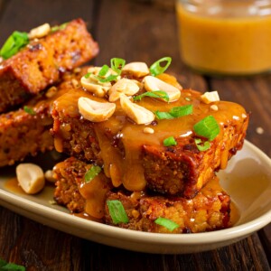 Sticky Peanut-Ginger Glazed Tempeh
